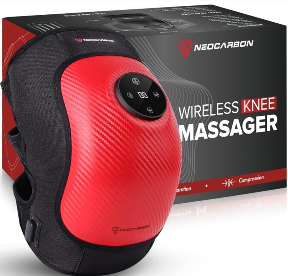 Neocarbon Wireless Knee Massager Heated Compression Vibration Red Open Box
